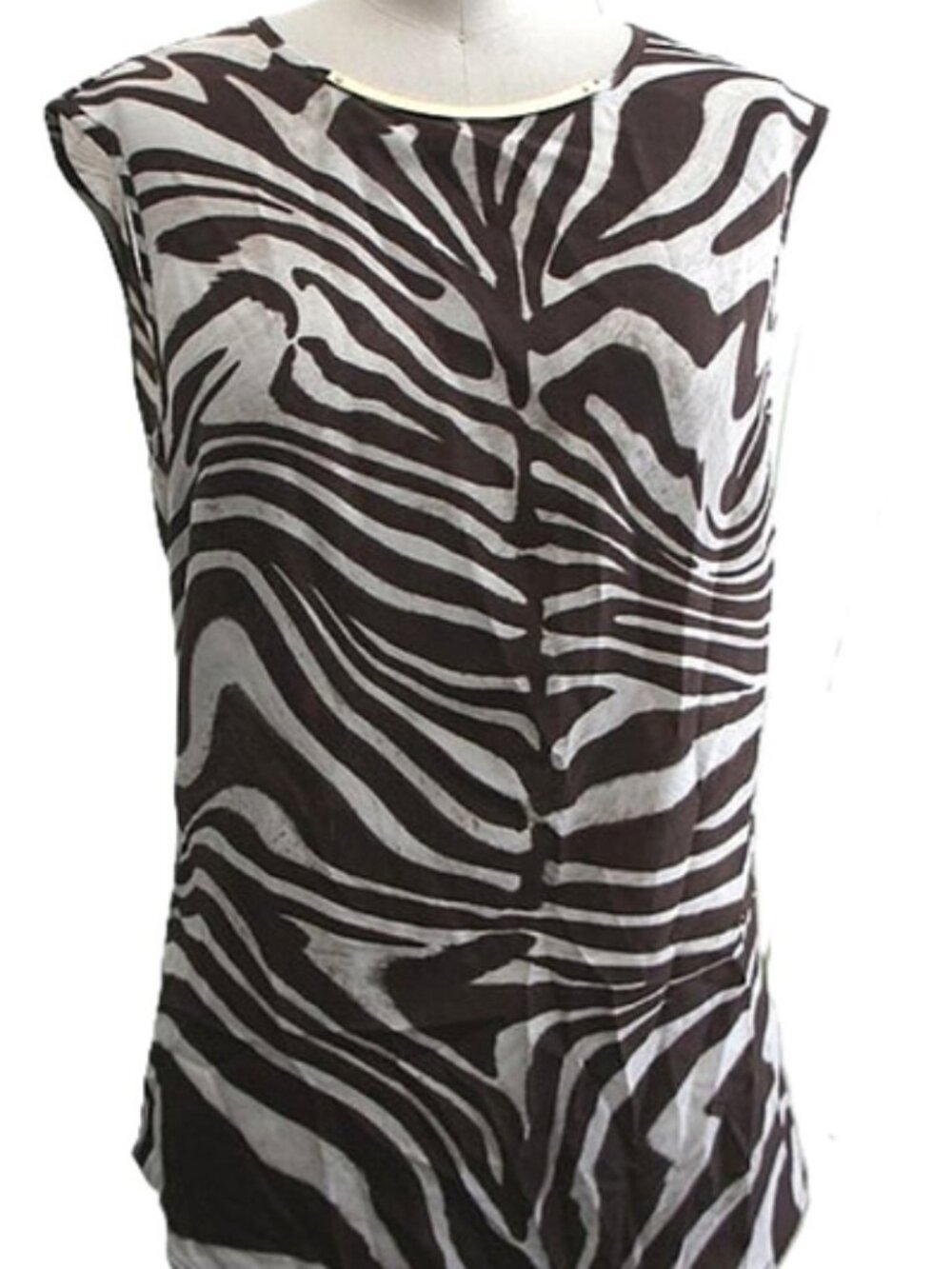 Michael Kors Zebra Gold Metal Logo Neck Top size XS  NWOT